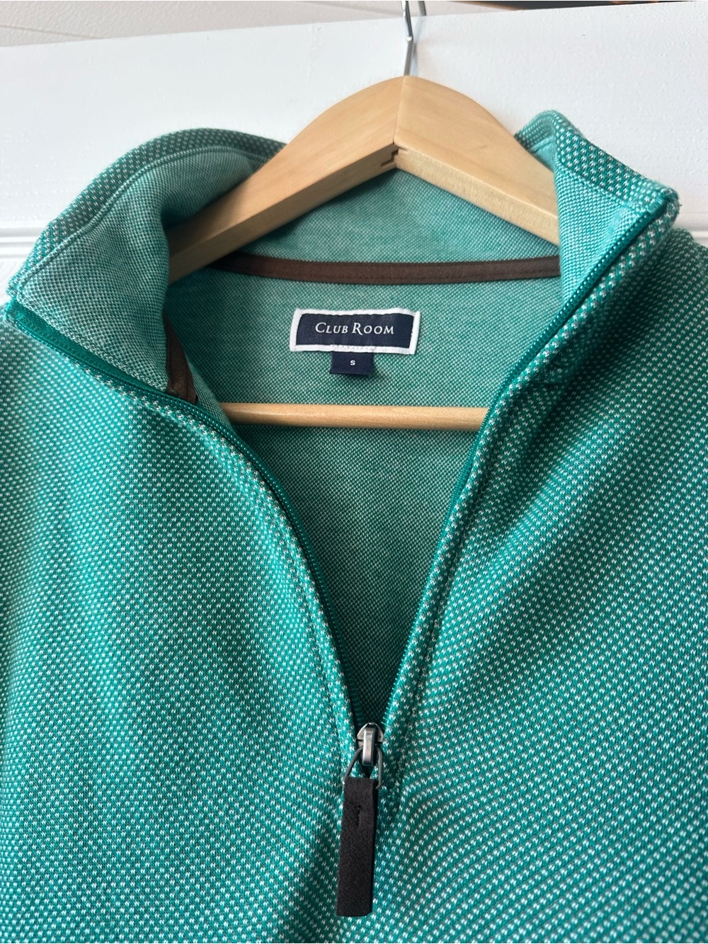 Club Room sea foam green quarter zip sweatshirt, size small - Picture 3 of 3